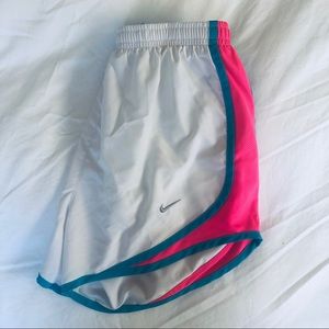 White Pink and Blue Nike Tempo Shorts